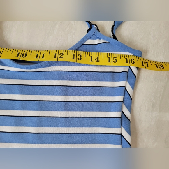 VINTAGE style summer dress in blue,white and black striped stretch fabric - Picture 9 of 13